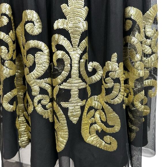 Jun & Ivy Cocktail Dress Women's Size M Black Tulle Gold Sequins Balletcore - Picture 5 of 11